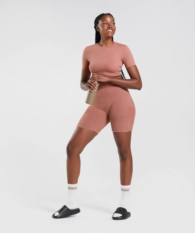 Women's Gymshark Whitney Eyelash Knit Shorts Pink | NZ 3CXVKS